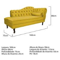 Kit Diva Recamier Diana 160Cm Lado Esquerdo E 02 Poltronas Classic Suede Amarelo - 6