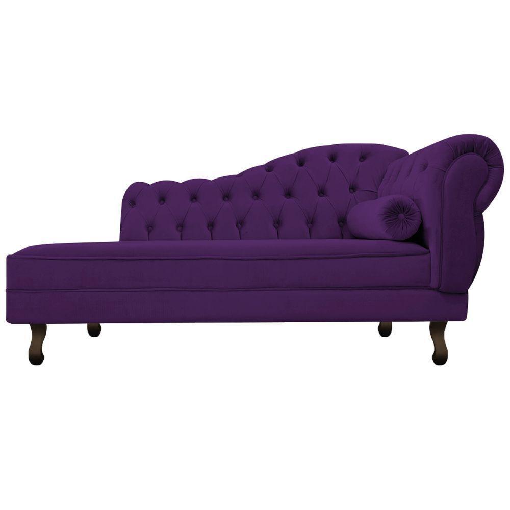 Kit Diva Recamier Diana 160Cm Lado Esquerdo E 02 Poltronas Classic Suede Roxo - 4