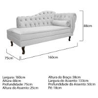 Kit Diva Recamier Diana 160Cm Lado Esquerdo E 02 Poltronas Classic Suede Branco - 6