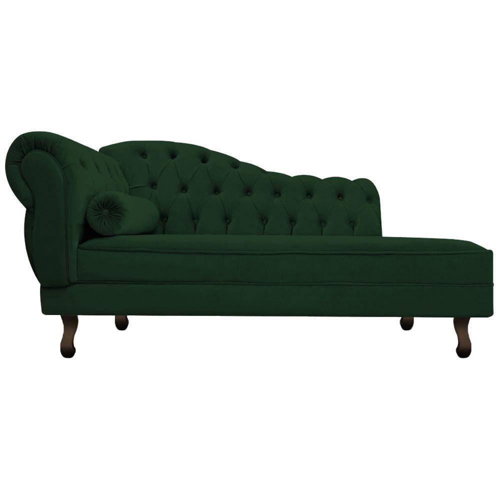 Kit Diva Recamier Diana 160Cm Lado Direito E 02 Poltronas Classic Suede Verde - 4