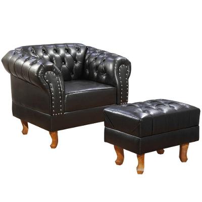 Kit Poltrona E Puff Chesterfield Duque Courano Preto Via Encanto