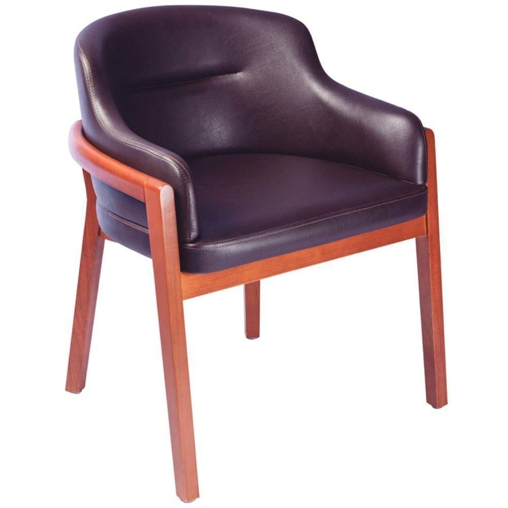 Poltrona Baixa Porto Com Base Em Madeira Tauarí Com Acabamento Amêndoa E Estofado Café - 1