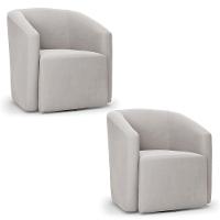 Kit 2 Poltronas Stella Max Veludo Cinza Base Giratória - D'rossi - 1