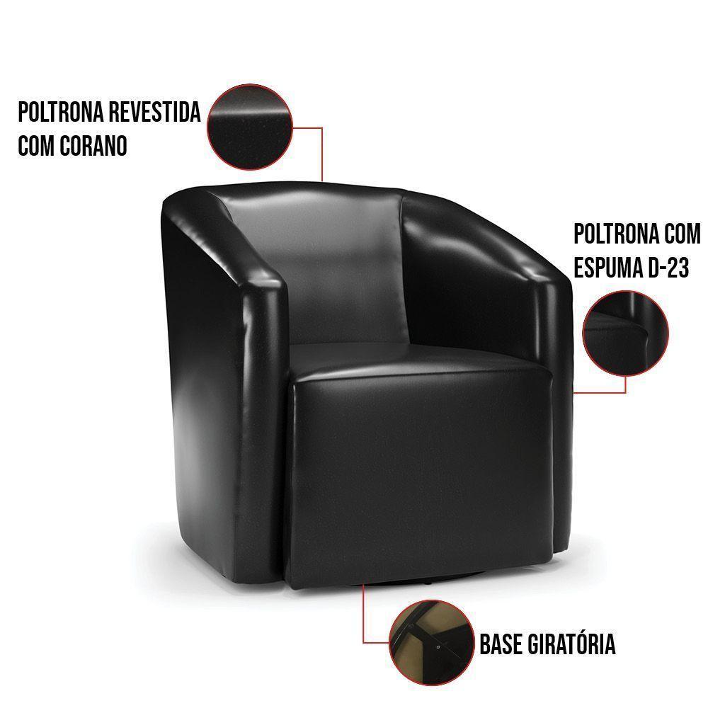 Kit 2 Poltronas Stella Max Corano Preto Base Giratória - D'rossi - 7