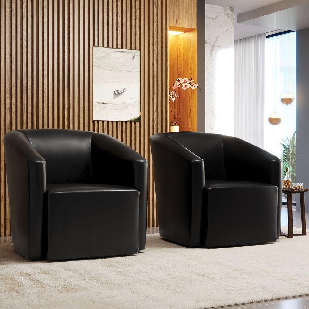 Kit 2 Poltronas Stella Max Corano Preto Base Giratória - D'rossi - 8