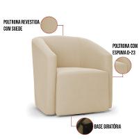 Kit 2 Poltronas Stella Max Suede Base Giratória - D'rossi Cor Bege - 3