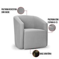 Kit 2 Poltronas Stella Max Suede Base Giratória - D'rossi Cor Cinza - 7