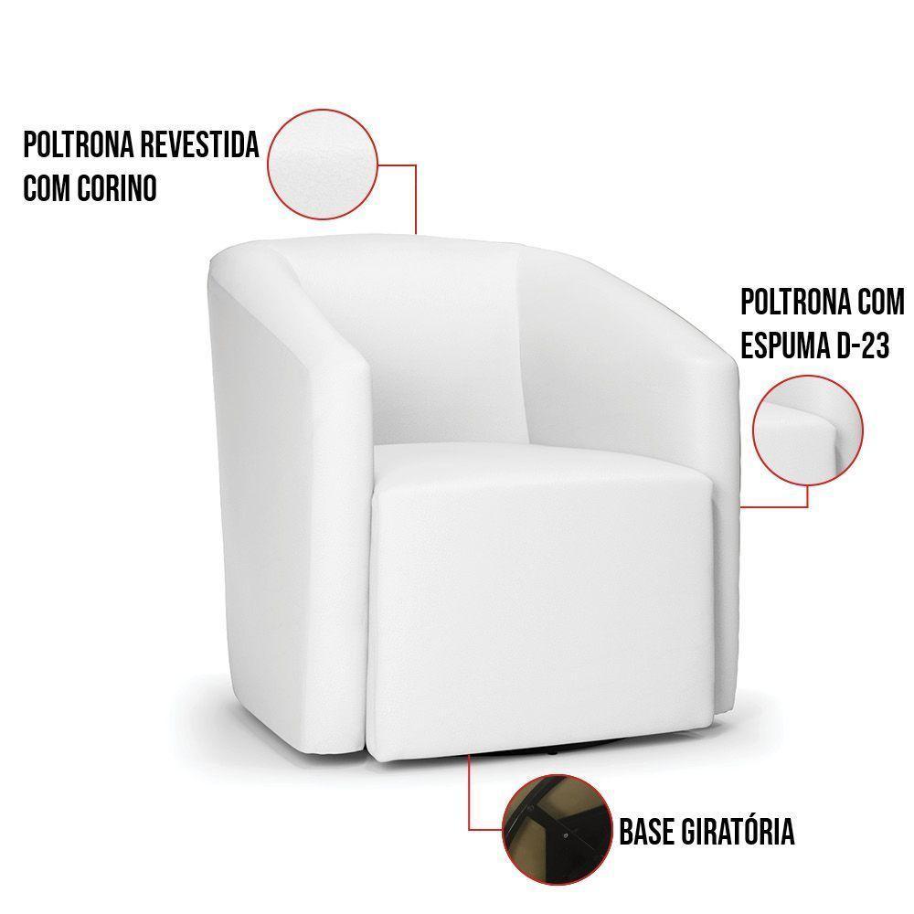 Kit 2 Poltronas Stella Max Corino Branco Base Giratória - D'rossi - 3