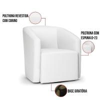 Kit 2 Poltronas Stella Max Corino Branco Base Giratória - D'rossi - 3