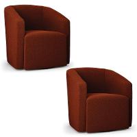 Kit 2 Poltronas Stella Max Bouclê Base Giratória - D'rossi Cor Terracota - 1
