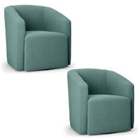 Kit 2 Poltronas Stella Max Bouclê Base Giratória - D'rossi Cor Verde Menta - 1