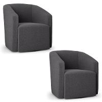 Kit 2 Poltronas Stella Max Bouclê Base Giratória - D'rossi Cor Grafite - 1