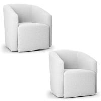 Kit 2 Poltronas Stella Max Bouclê Base Giratória - D'rossi Cor Off White - 1