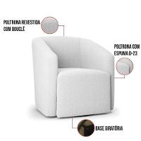 Kit 2 Poltronas Stella Max Bouclê Base Giratória - D'rossi Cor Off White - 3