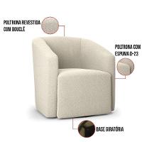 Kit 2 Poltronas Stella Max Bouclê Base Giratória - D'rossi Cor Bege - 7