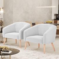 Kit 2 Poltronas Stella Bouclê Pés Palito Natural - D'rossi Cor Off White - 3