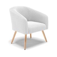 Kit 2 Poltronas Stella Bouclê Pés Palito Natural - D'rossi Cor Off White