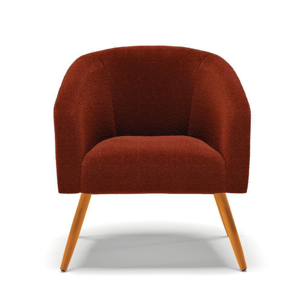 Kit 2 Poltronas Stella Bouclê Terra Pés Palito Castanho - D'rossi - 5