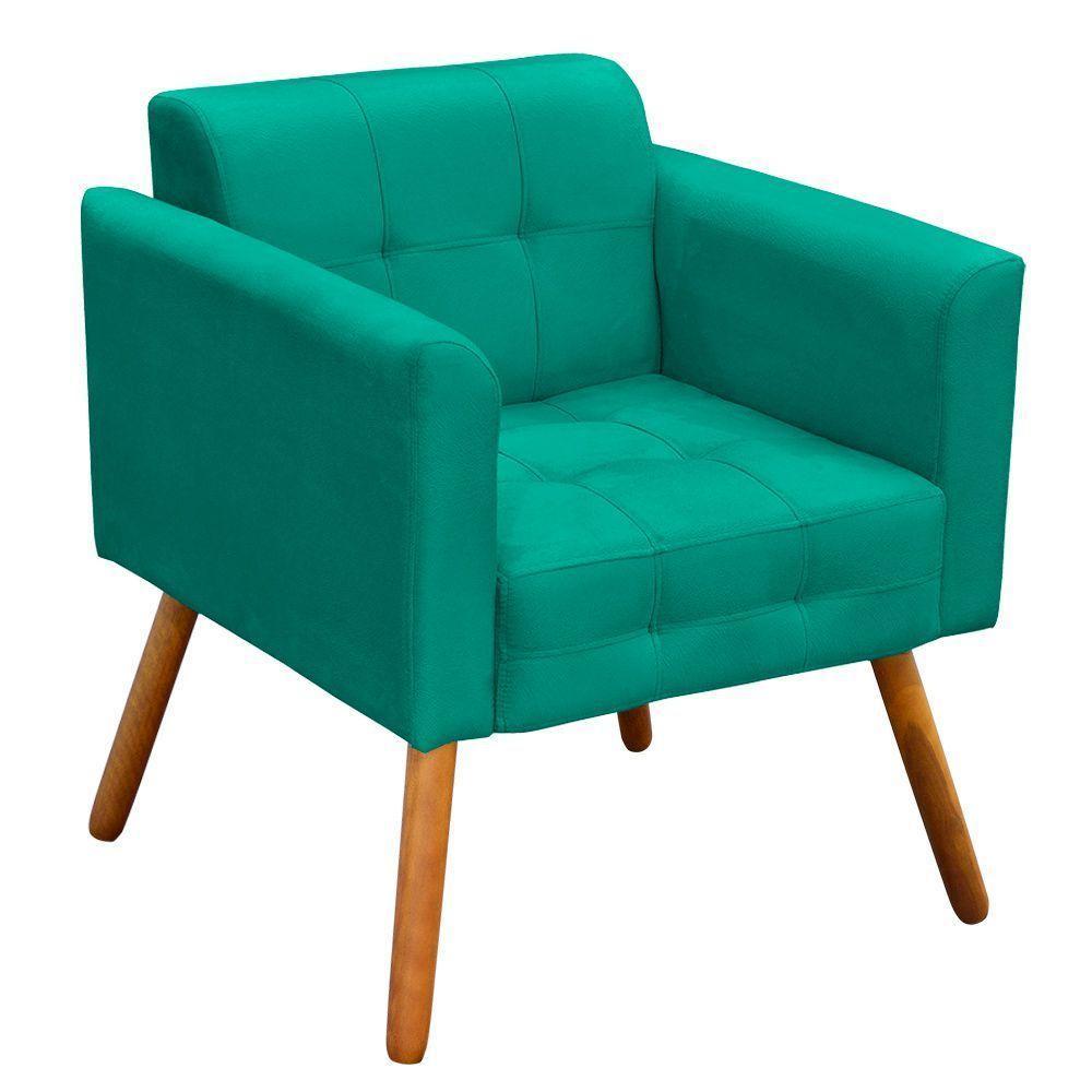 Kit 2 Poltronas Elisa Suede Pés Palito Castanho - D'rossi Cor Verde - 6