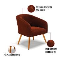 Kit 2 Poltronas Stella Bouclê Pés Palito Castanho - D'rossi Cor Terra - 6