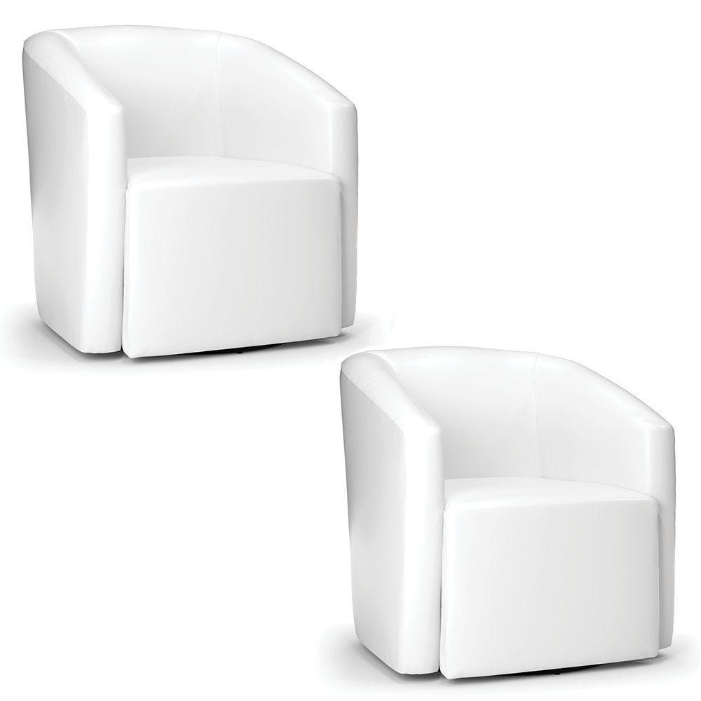 Kit 2 Poltronas Stella Max Corano Branco Base Giratória - D'rossi - 1