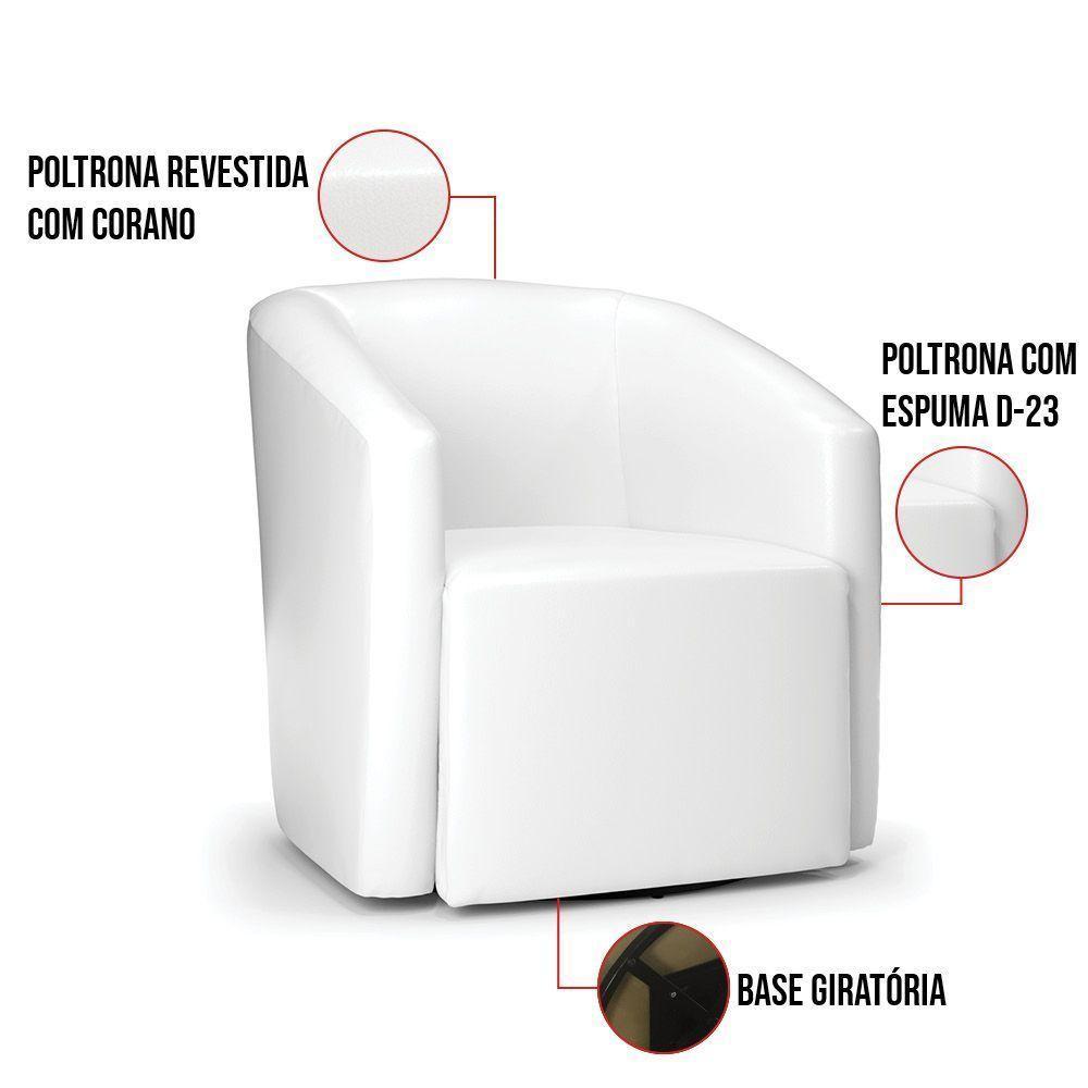Kit 2 Poltronas Stella Max Corano Branco Base Giratória - D'rossi - 5