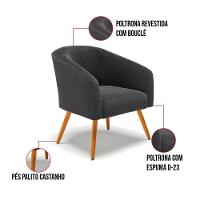 Kit 2 Poltronas Stella Bouclê Pés Palito Castanho - D'rossi Cor Grafite - 3