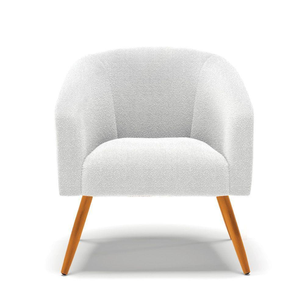 Kit 2 Poltronas Stella Bouclê Pés Palito Castanho - D'rossi Cor Off White - 8