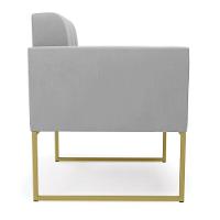 Kit 2 Poltronas Elisa Suede Cinza Base Metálica Industrial Dourada - D'rossi