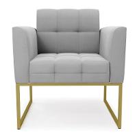 Kit 2 Poltronas Elisa Suede Cinza Base Metálica Industrial Dourada - D'rossi - 7