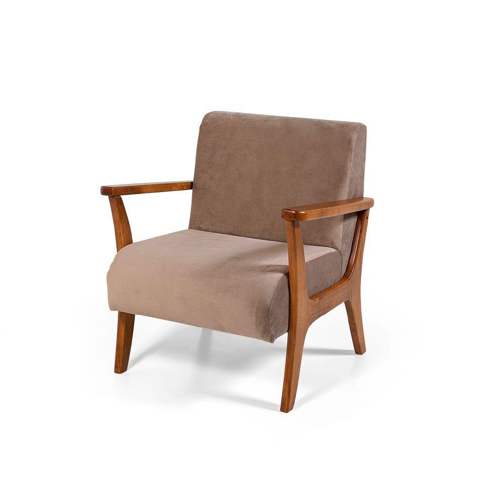 Conjunto 2 Poltronas Estofadas Cléo Marrom Claro - 2