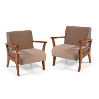 Conjunto 2 Poltronas Estofadas Cléo Marrom Claro - 1