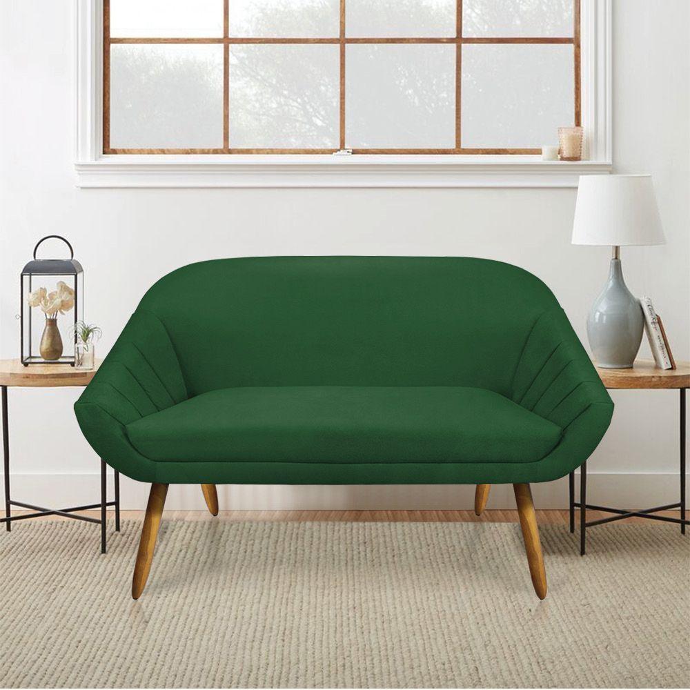 Kit 01 Namoradeira 02 Lugares e 01 Poltrona Giovana Suede Verde Castanho - 2