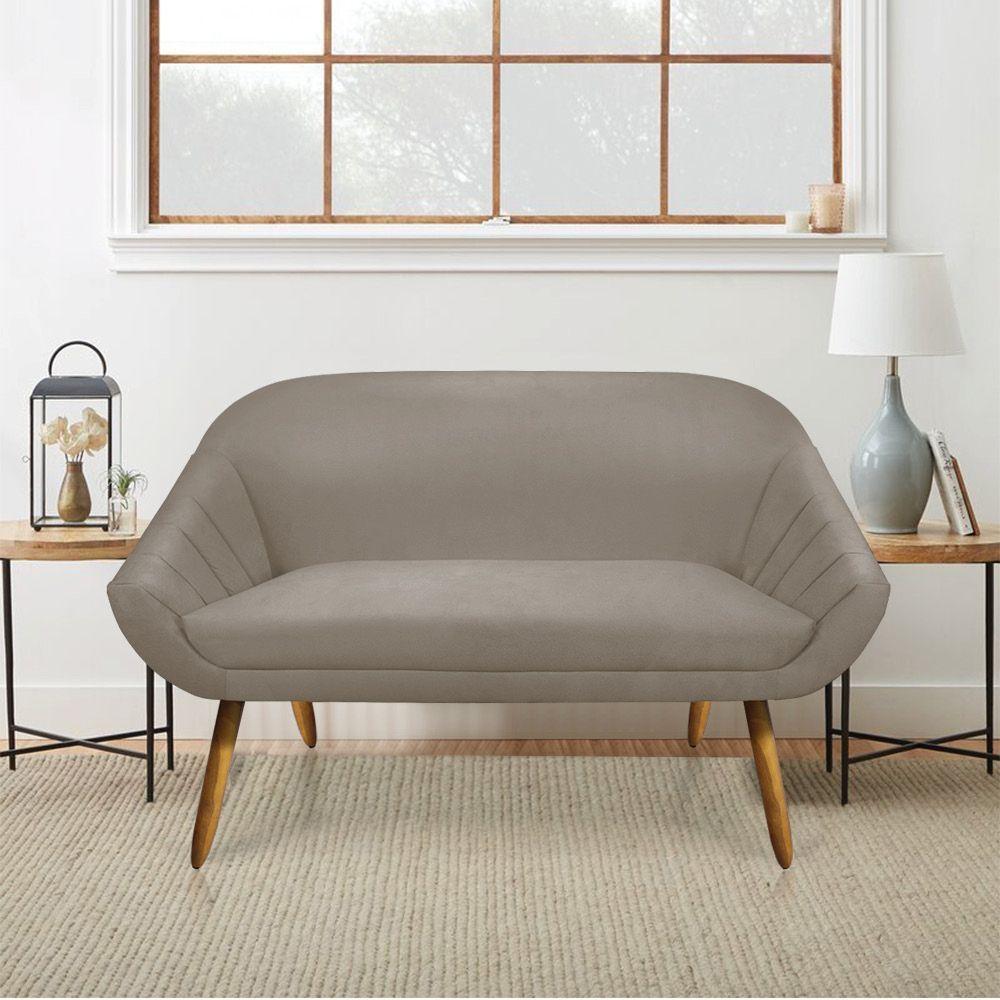 Kit 01 Namoradeira 02 Lugares e 01 Poltrona Giovana Suede Marrom Rato Castanho - 2