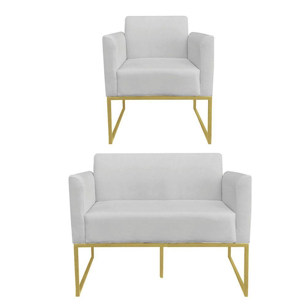 Kit 01 Namoradeira 01 Poltrona Marisa Base Industrial Metálica - 1