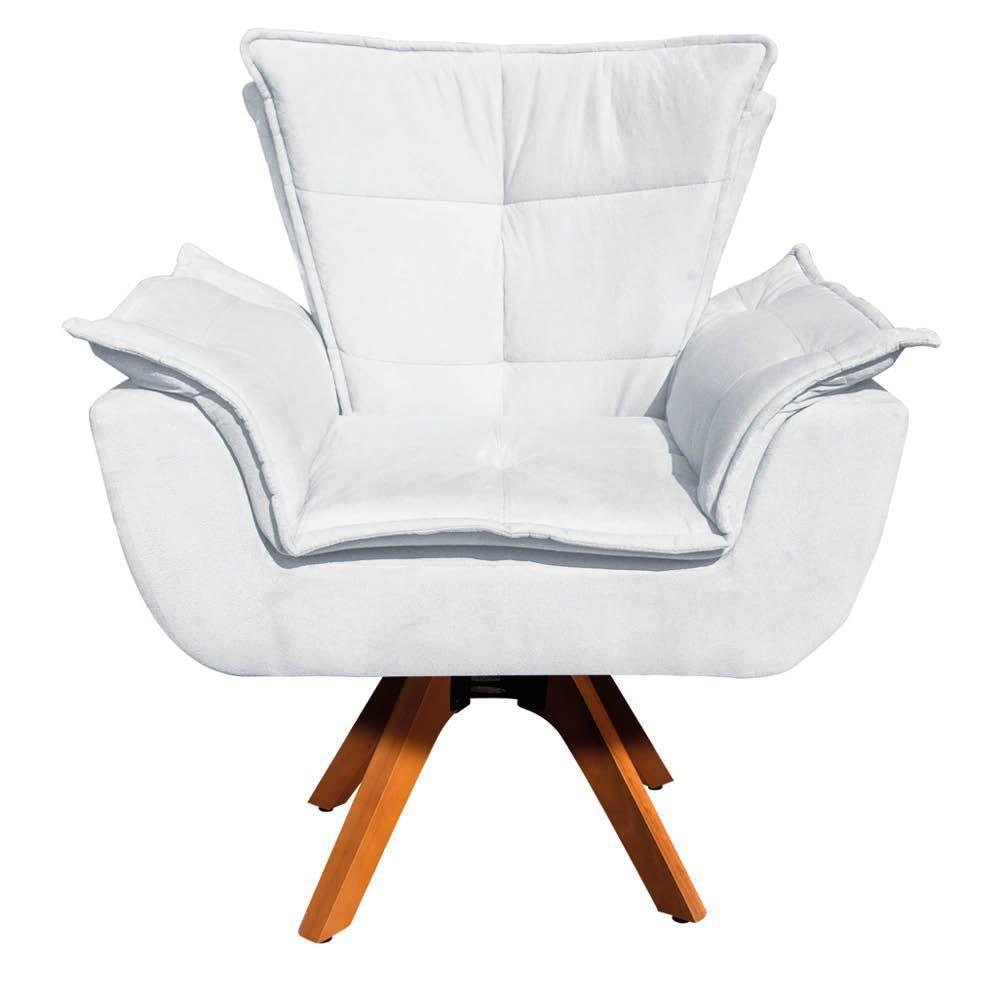 Kit 01 Namoradeira 01 Poltrona Giratória Suede Base Madeira - 5