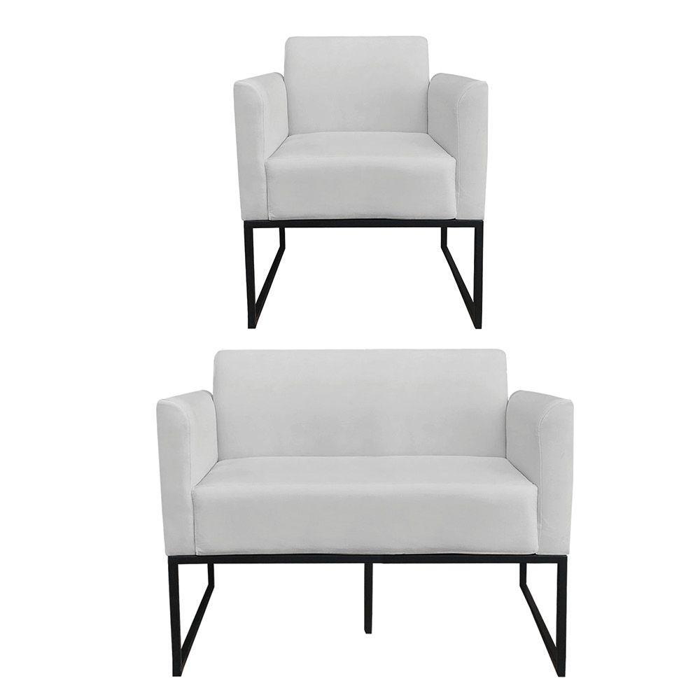 Kit 01 Namoradeira 01 Poltrona Marisa Base Industrial Metálica - 1