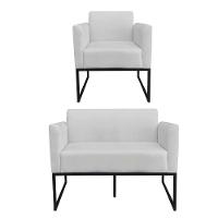 Kit 01 Namoradeira 01 Poltrona Marisa Base Industrial Metálica - 1