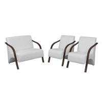 Conjunto Poltronas Vênus Braço Madeira Dsalla Courino Branco - 1