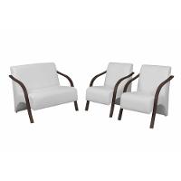 Conjunto Poltrona Vênus Braço Madeira D Salla Courino Branco - 1