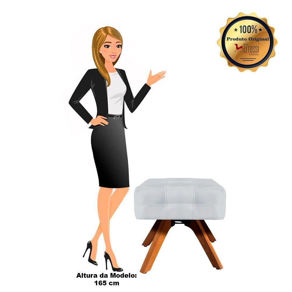 Kit 01 Poltrona Giratória E 01 Puff Elisa Suede Base Madeira - 6