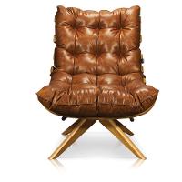 Kit 01 Poltrona 01 Puff Giratório Costela Corano Nozes Base Madeira - 1