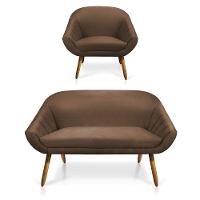 Kit 01 Namoradeira 2 Lugares 1 Poltrona Giovana Pés Palito - 1