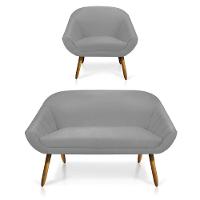 Kit 01 Namoradeira 2 Lugares 1 Poltrona Giovana Pés Palito - 1