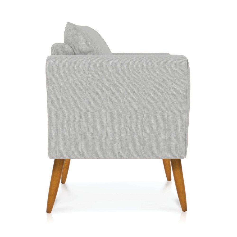 Kit 02 Poltronas Marilia Linho Cinza A05 Pés Palito Castanho - D'rossi - 4