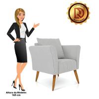 Kit 02 Poltronas Marilia Linho Cinza A05 Pés Palito Castanho - D'rossi - 3