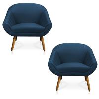 Kit 02 Poltronas Giovana Suede Pés Palito Castanho - 1