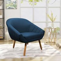 Kit 02 Poltronas Giovana Suede Pés Palito Castanho - 4