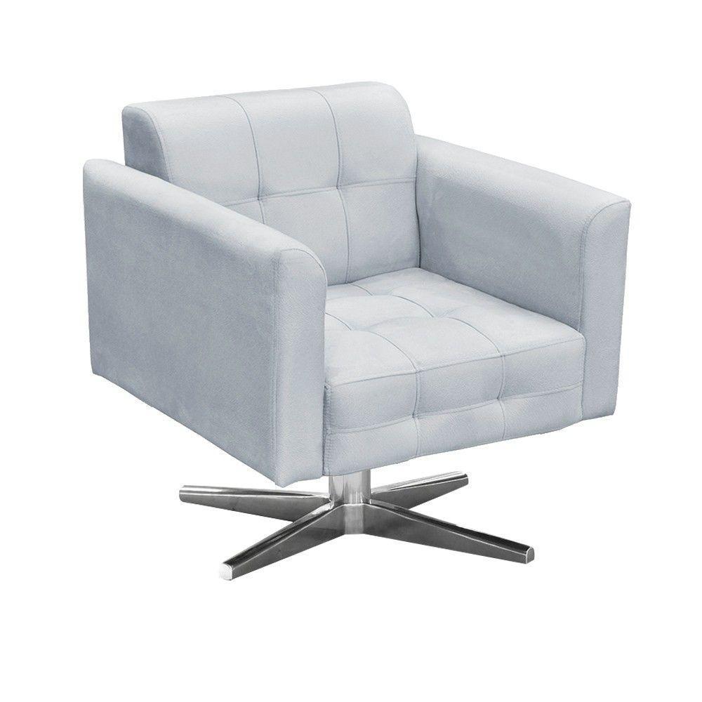Kit 02 Poltronas Giratória Elisa Suede Base Estrela Cromado - 7