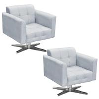 Kit 02 Poltronas Giratória Elisa Suede Base Estrela Cromado - 1